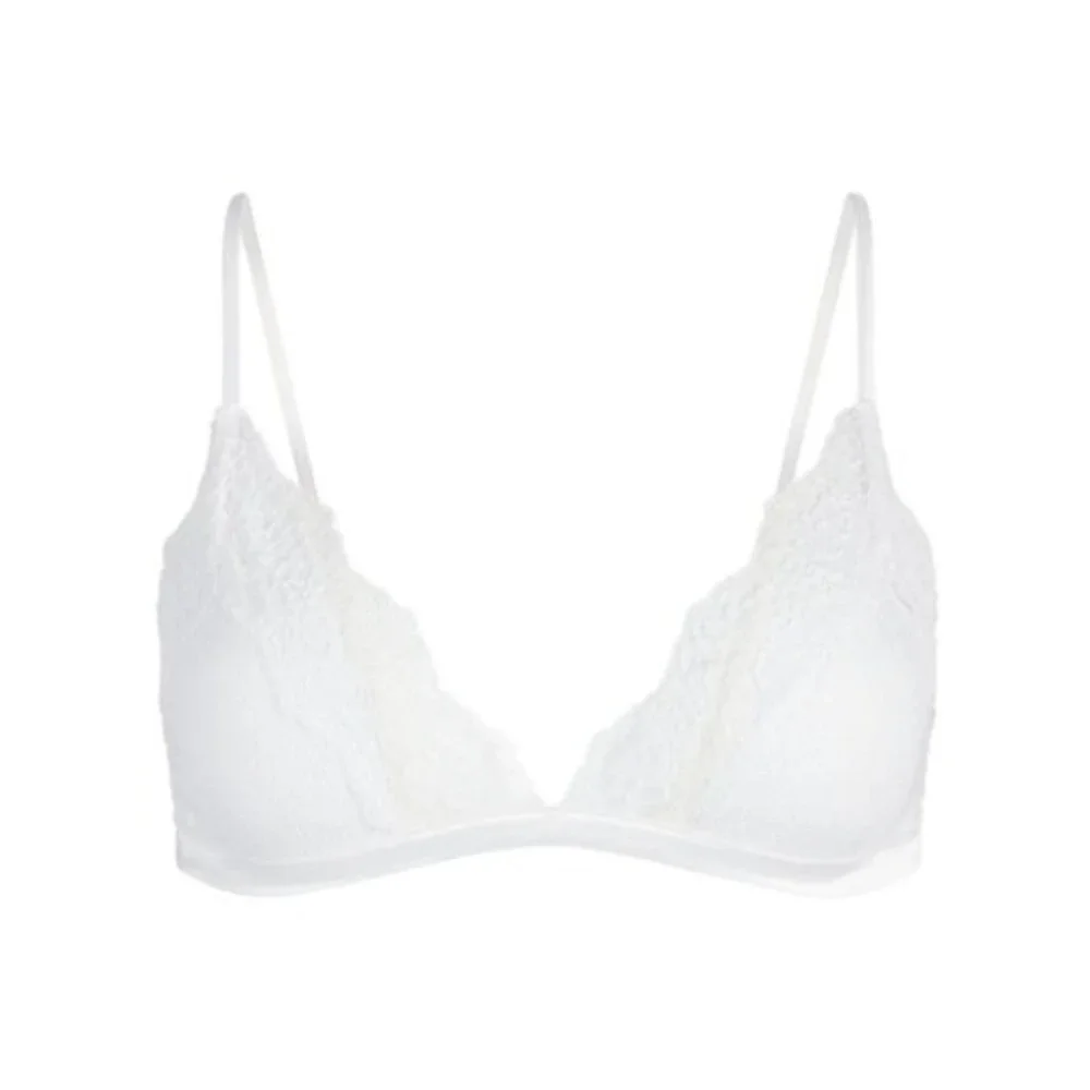 Skims Sheer Cotton Lace Bralette Snow White Triangle Bra TR-TRI-8169W 3X